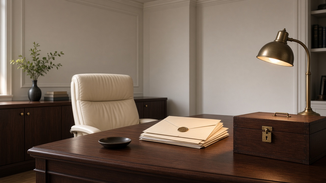 Locked document box and sealed folders in a private office