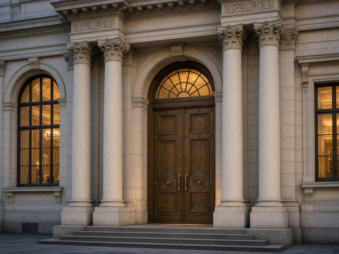 Classical stone facade of a financial institution